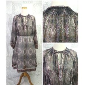 Vintage 70s Leslie Fay Sheer Paisley Dress M